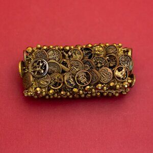 7 inch, Vintage Coin Links Gold Tone Elegant Bracelet - F52